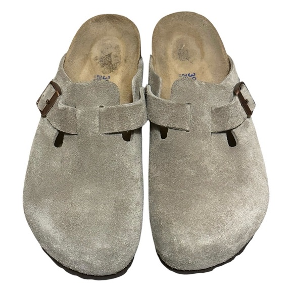 BIRKENSTOCK Taupe Suede Boston Soft Footbed Clog 38 - Picture 8 of 9